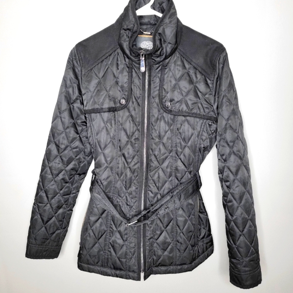Vince Camuto Black Quilted Coat Size Medium